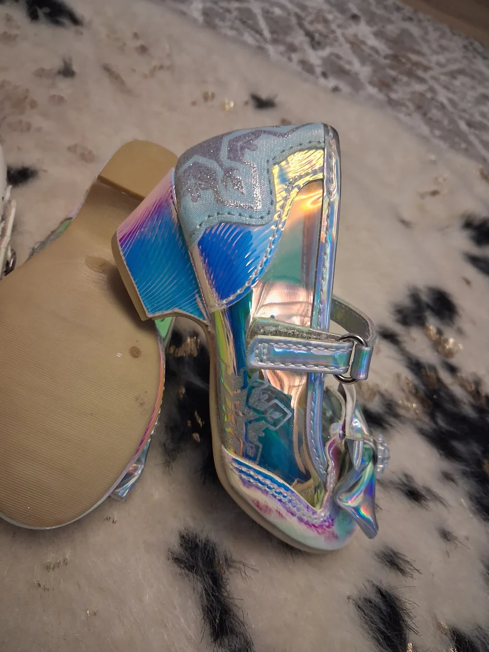 wonder nation White Mary Jane Flats & Iridescent Frozen Holographic Dress Shoes